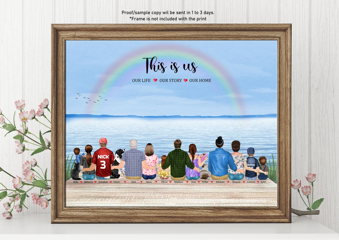 PERSONAIZED FAMILY Print-custom Family Illustration-housewarming Gift ...