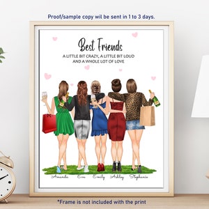 FRIENDSHIP PRINT-Best Friend Gift-Group of Friends Print-Best Friend Print-Personalized Girls Group-Friends Picture-Custom Best Friend Print