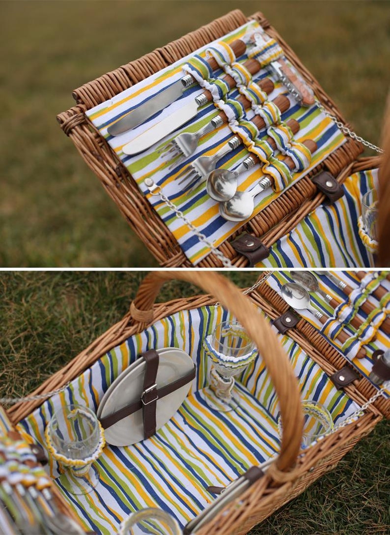 Vintage Family Home Storage Box willow Wicker Picnic Basket with Picnic Mat,as Best Holiday Gift