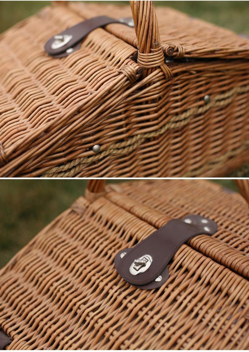 Vintage Family Home Storage Box willow Wicker Picnic Basket with Picnic Mat,as Best Holiday Gift