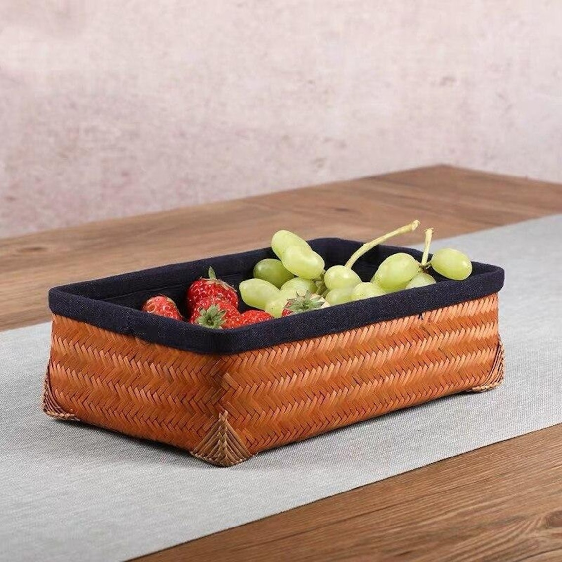 Tea set Storage Box Handmade Bamboo Light Brown Rectangle Etsy