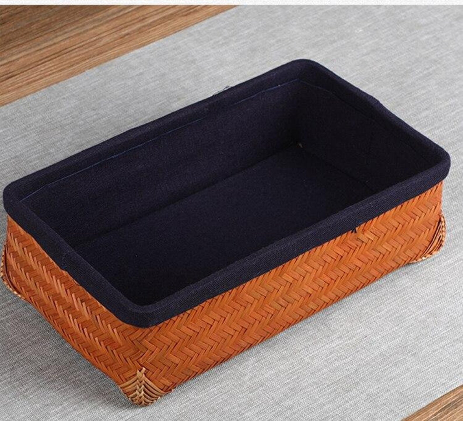 Tea set Storage Box Handmade Bamboo Light Brown Rectangle Etsy
