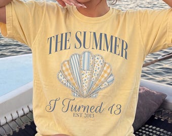 13th Birthday Girl Shirt, The Summer I Turned 13 Shirt, Faux Patchwork Beach 13th Birthday Shirt, 13th Birthday Gifts