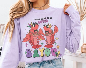 Mardi Gras Long Sleeve T Shirt, Comfort Colors Mardi Gras