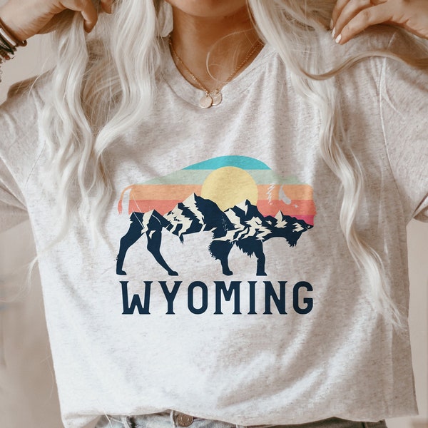 Wyoming Shirt Bison Shirt Buffalo Shirt Western Graphic Tee Hiking Shirt Outdoor Shirt Travel Shirt Vacation Shirt Western Shirt