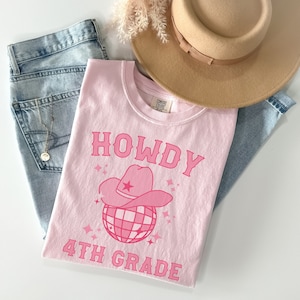 Comfort Colors Youth Fourth Grade Shirt, Back to School 4th Grade Shirt, Howdy 4th Grade Western Shirts for Kids, First Day of School Shirt