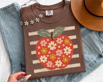 Apple Teacher Shirt, Cute Fall Teacher Shirt, Teacher Fall Shirt, Teacher Autumn Shirt, Floral Apple Shirt