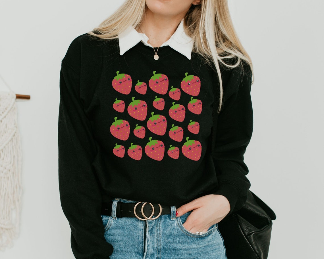 Kawaii Strawberry Sweatshirt Aesthetic Clothes Indie Clothes Etsy
