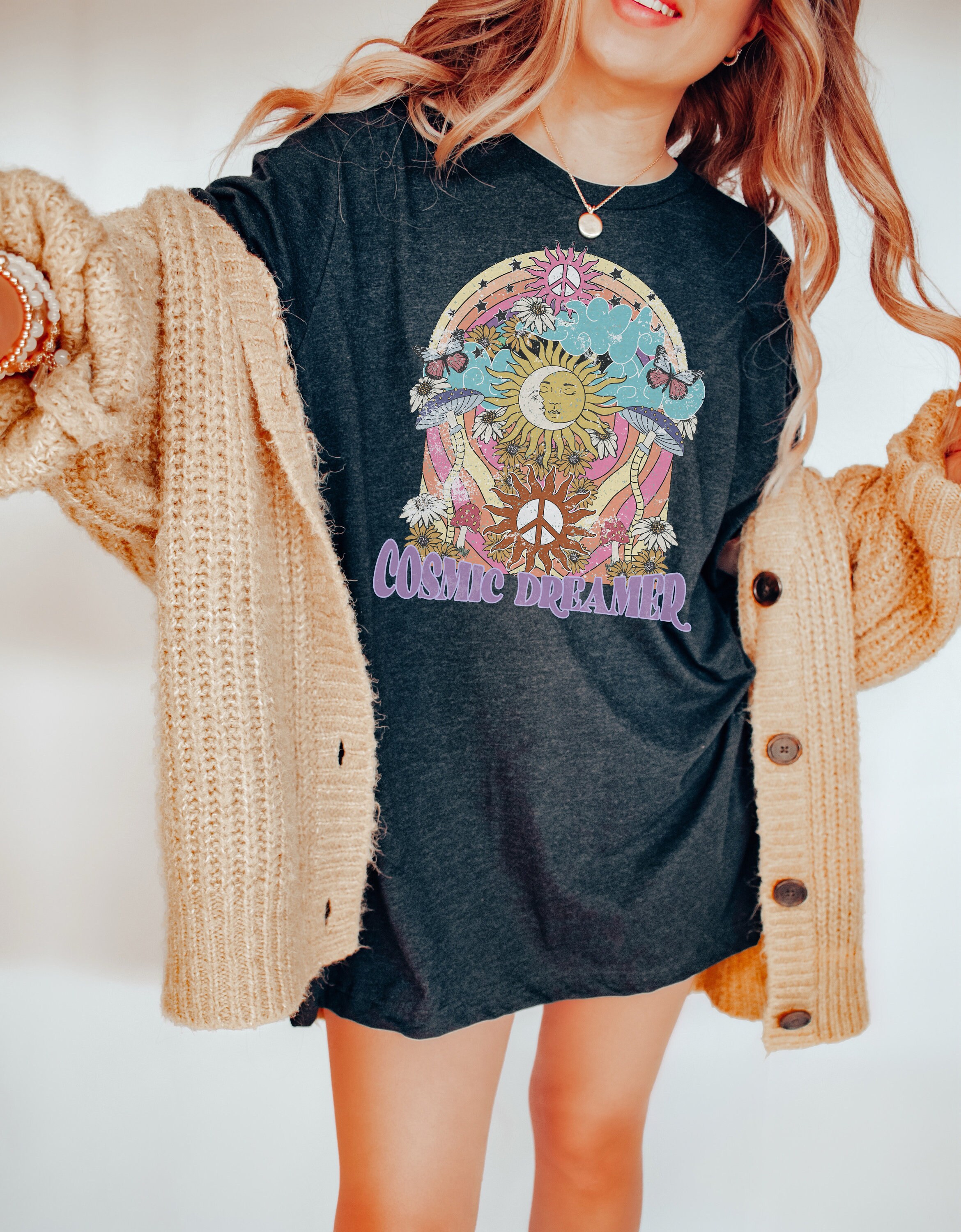 Cosmic Dreamer Mushroom Shirt Alt Clothing Butterfly Shirt - Etsy