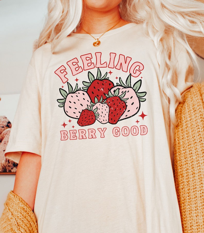 Feeling Berry Good Strawberry Print Retro Shirt Strawberry - Etsy