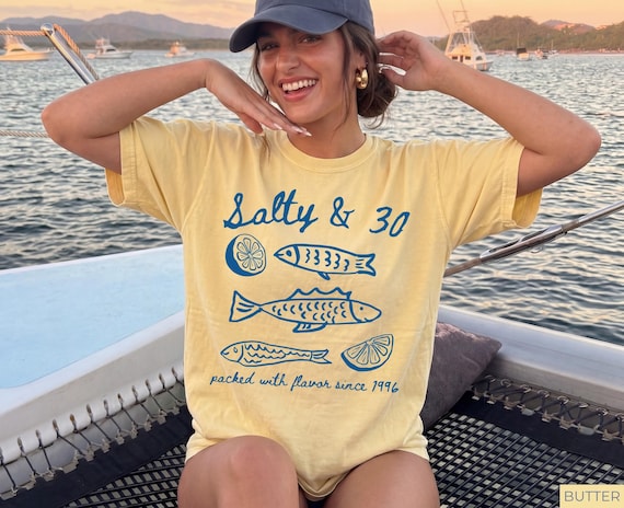 30th Birthday Shirt, Salty & 30 Shirt, 30th Birthday Gifts for Her, Funny Sardine 30th Birthday Tshirt