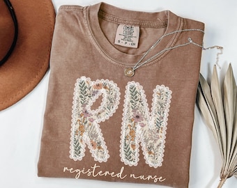 Registered Nurse Shirt, RN Shirt, Gift for Nursing Grad, Comfort Colors Registered Nurse Tshirt, Floral RN Tshirt, Nurse Graduation Gift