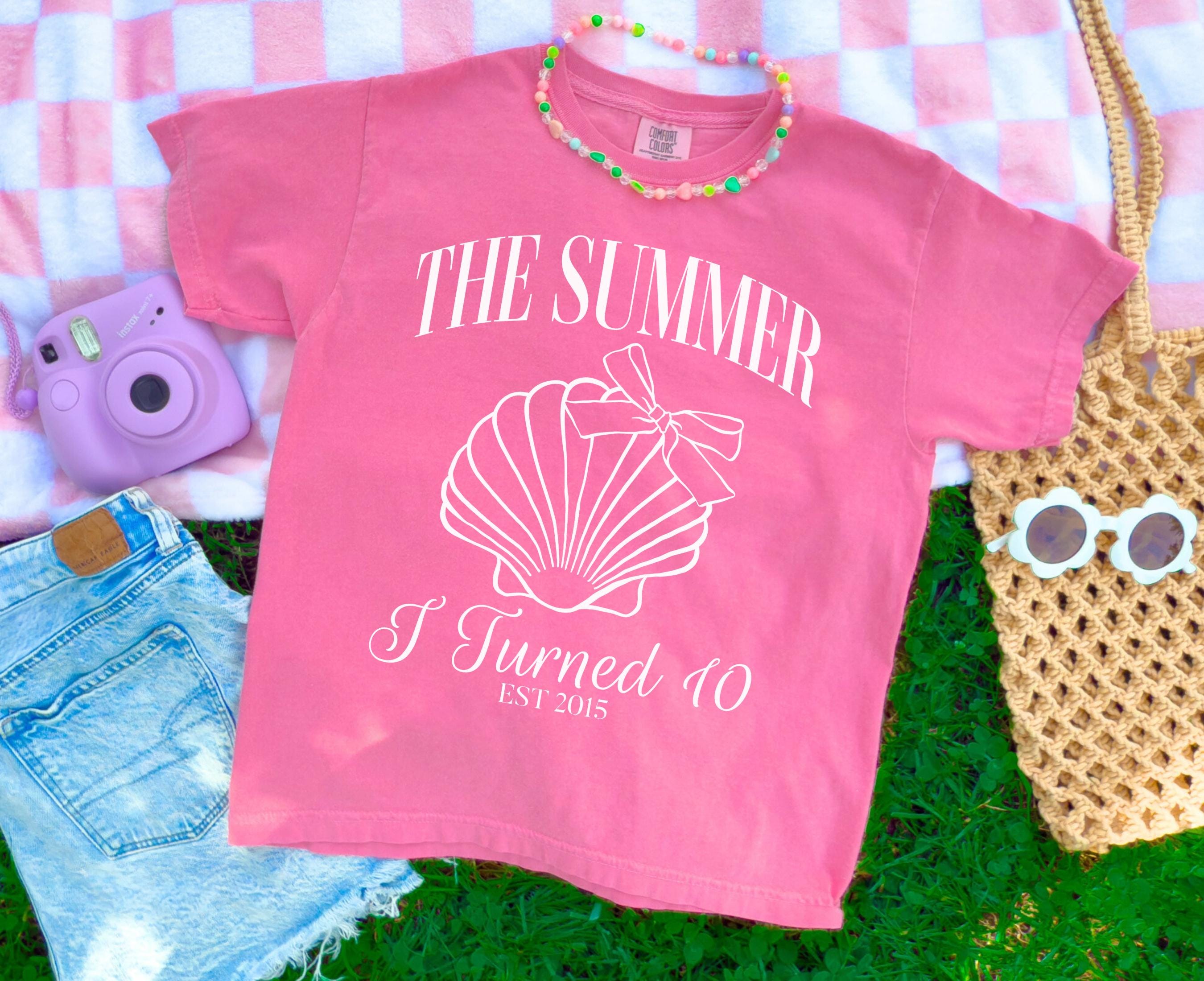 The Summer I Turned 10 Shirt, Comfort Colors Youth Birthday Shirt, 10th Birthday Gift for Girls, Cute 10 Year Old Summer Beach Birthday Tee