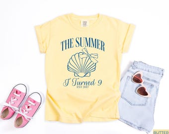 9th Birthday Shirt, The Summer I Turned 9 Shirt, 9th Birthday Girl Shirt, 9 Year Old Girl Gifts