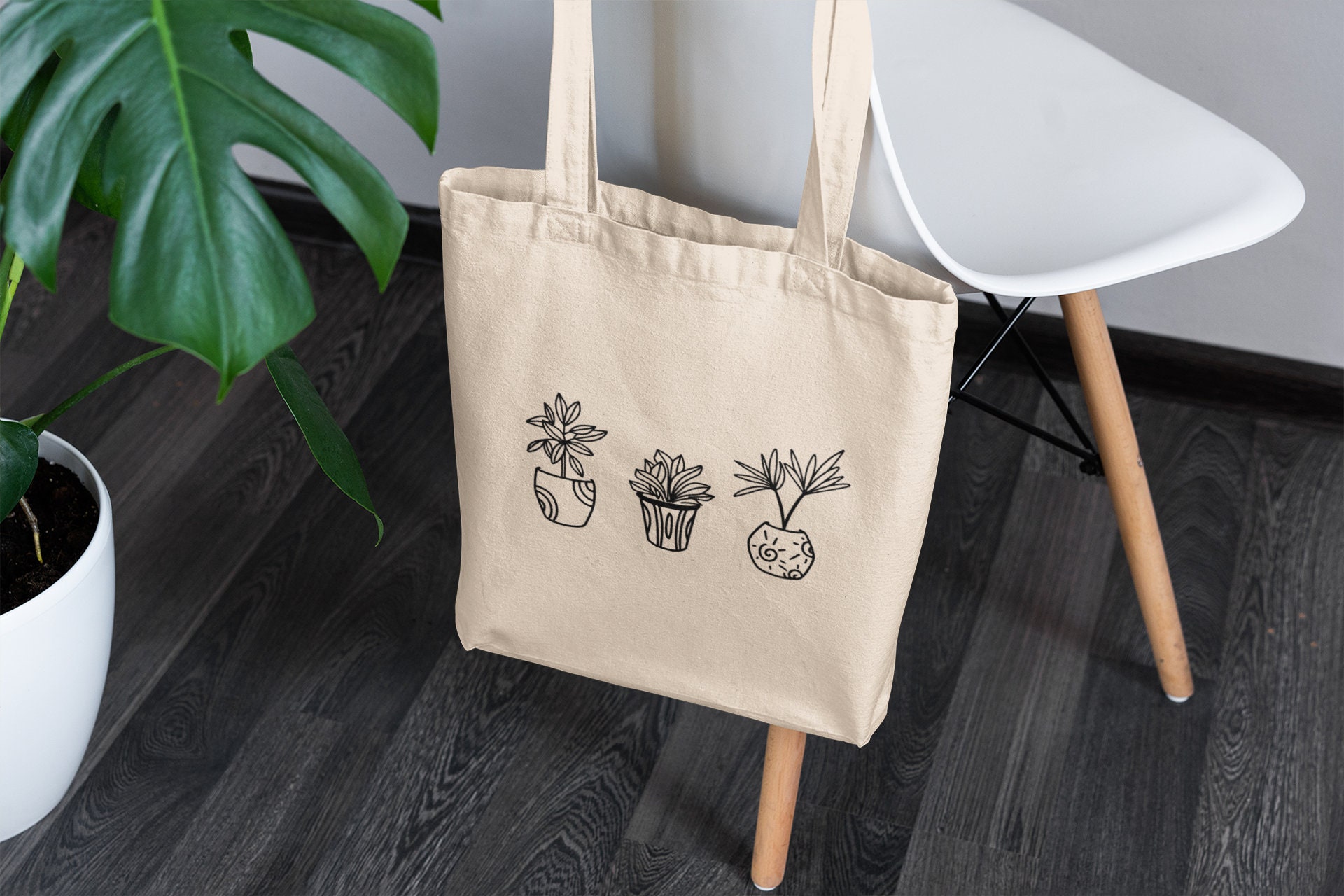 Botanical Plant Cotton Tote Bag Aesthetic Tote Bag Cute Tote Etsy