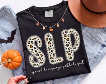 Halloween SLP Shirt, Leopard Print Speech Language Pathologist Shirt, SLP Gifts, Speech Therapy Halloween Shirt