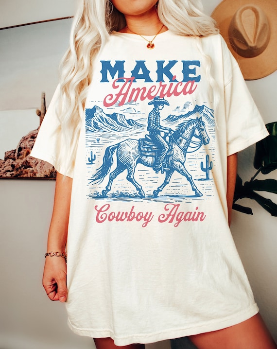 Chemise de rodeo western Make America Cowboy Again 4 juillet chemise de cowboy chemise country t shirt graphique western cadeaux western vetements western Etsy France