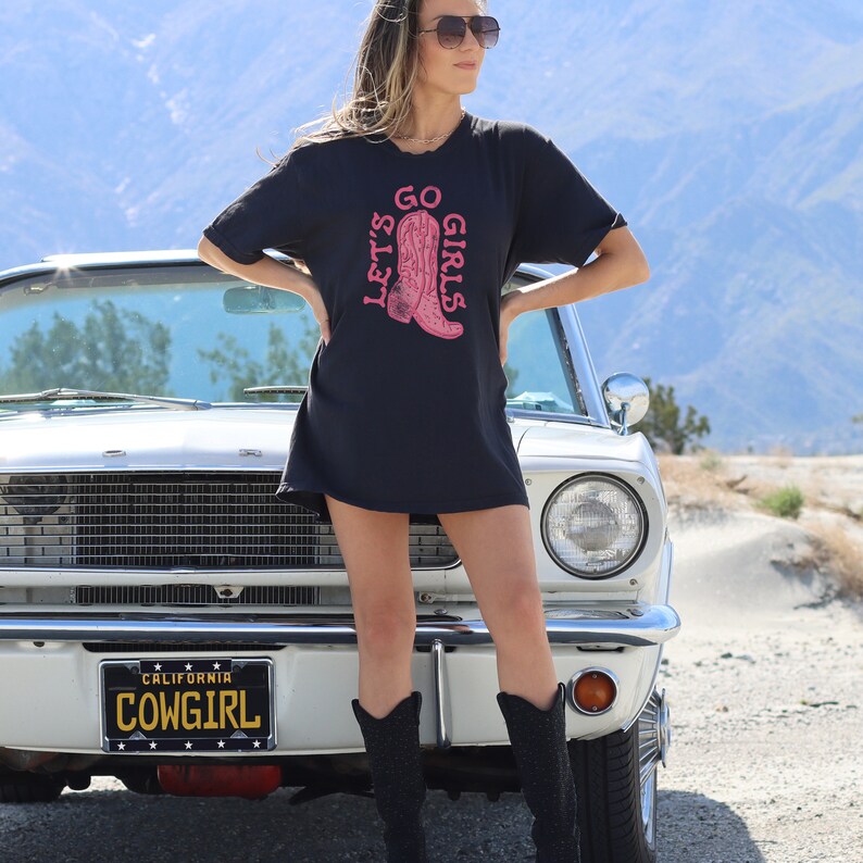 Comfort Colors Lets Go Girls Shirt, Cowgirl Bachelorette Bridal Party Shirts, Country Music Shirt, Nashville Girls Trip Western Graphic Tee Black