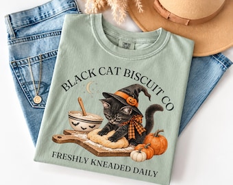 Black Cat Halloween Shirt, Kitty Biscuits Kneading Shirt, Cute Halloween Shirt, Funny Cat Shirt, Spooky Season Cat Lover Gift