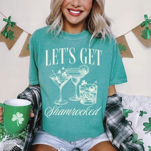 Lets Get Shamrocked St Patricks Day Shirt, Funny Saint Patricks Day Drinking Shirt, St Pattys Day Pub Crawl Shirt, St Patricks Day Tshirt Seafoam