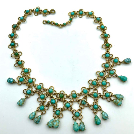 Vintage French Turquoise Bib necklace