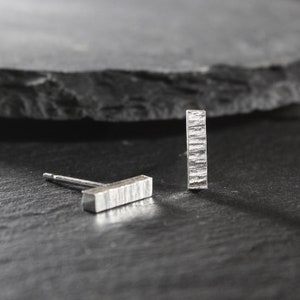 Handmade Silver Hammered Bar Studs