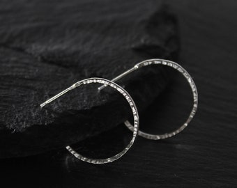 Silver Hammered Hoop Earrings