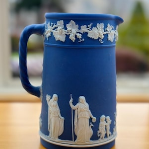 Antique Wedgwood Cobalt blue Jasper Ware Large Pitcher