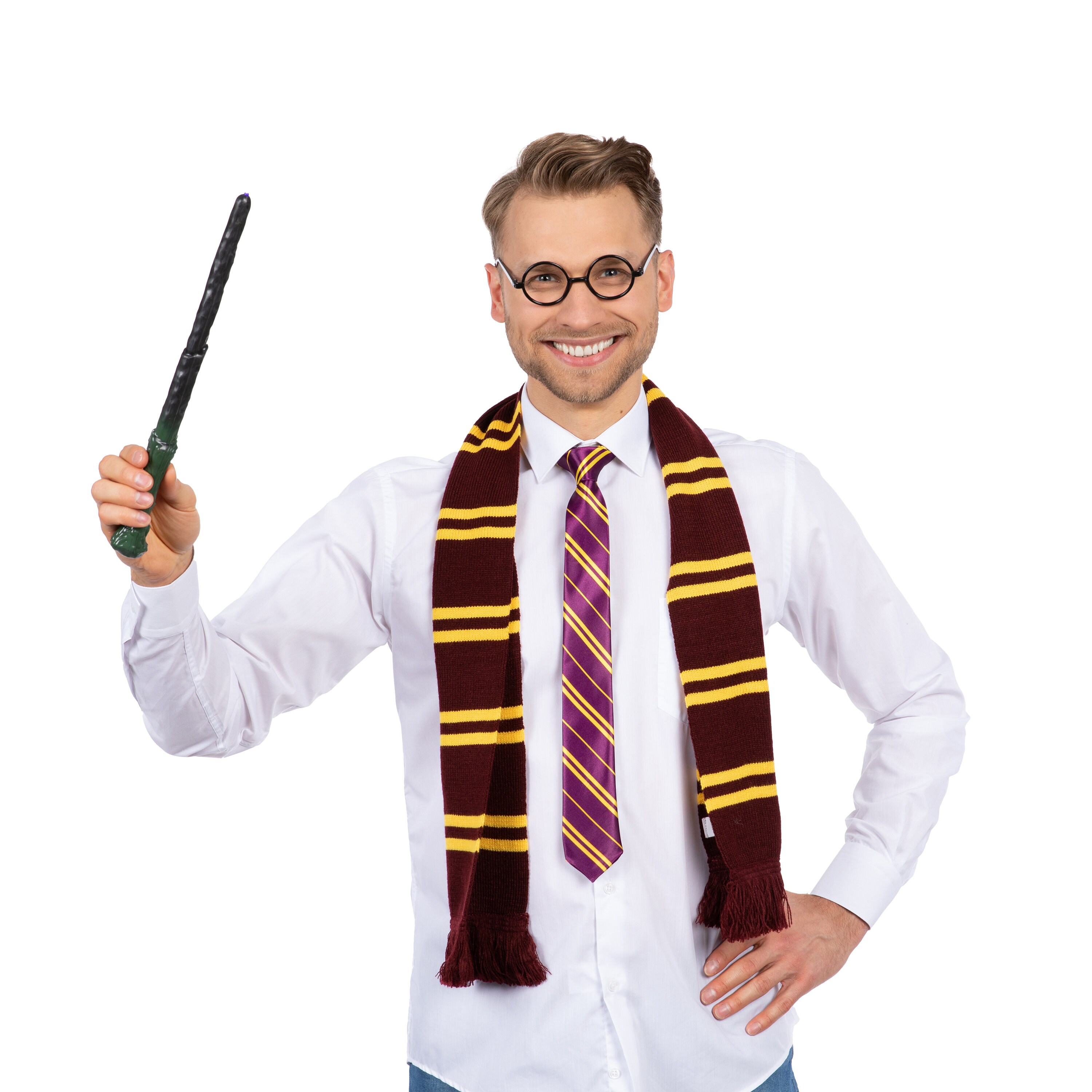 Scarf Glasses Tie Harry Wizard School Uniform World Book Day Robe Wand Glasses 