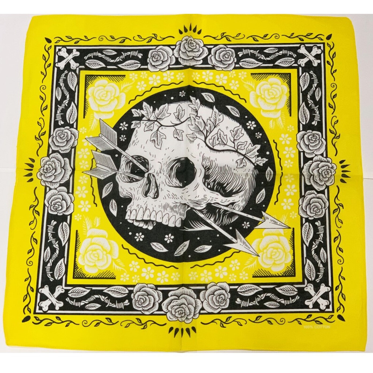 Yellow Skull Bandana Scarf Summer Neck Scarf Headband Ladies Etsy UK