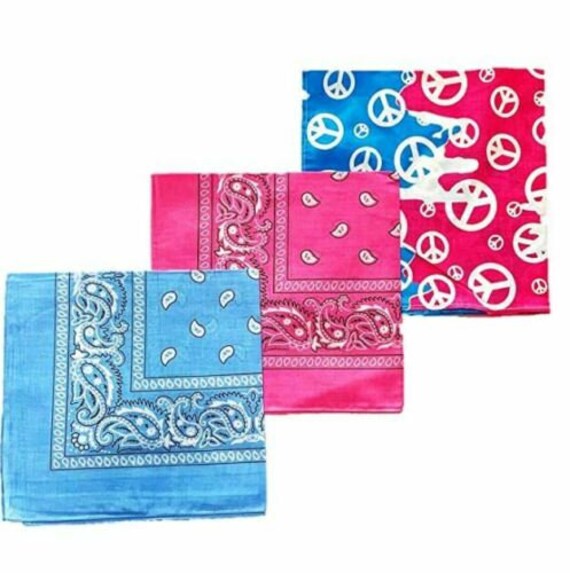 3 Pack of Bright Baby Pink Bandana Set Baby Blue Headband Etsy