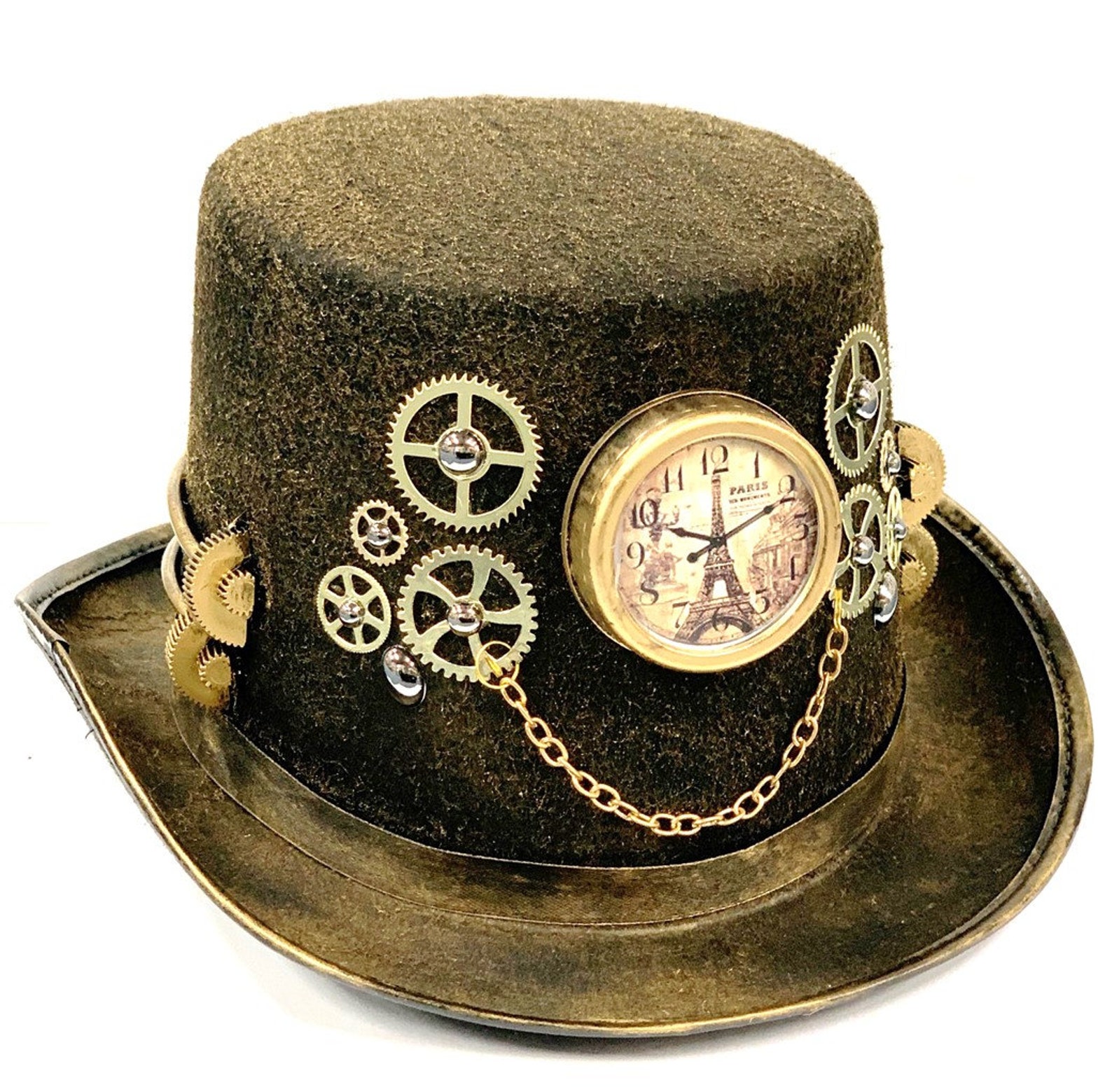 Steampunk Hat With Clock Attached Fancy Dress Costume Festival Etsy