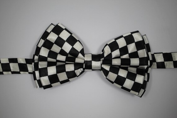 Black Red White Bow Tie Gangster Bond Wedding Prom Fancy Dress Costume Outfit 