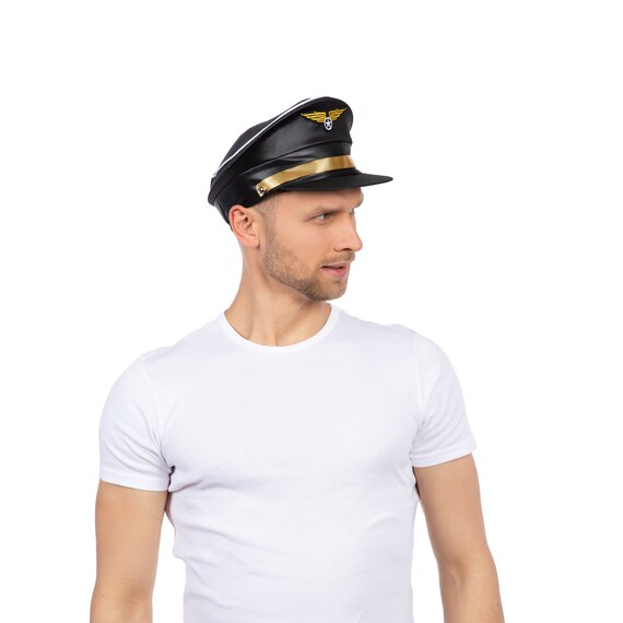 Black Airline Pilot Hat Fancy Dress 
