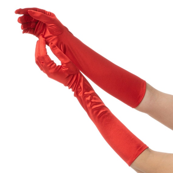 Ladies Long Satin Feel Gloves 17" Flapper Charleston Fancy Dress Hen Nights Ladies Long Satin Feel Gloves 17" Flapper Charleston Fancy Dress Hen Nights