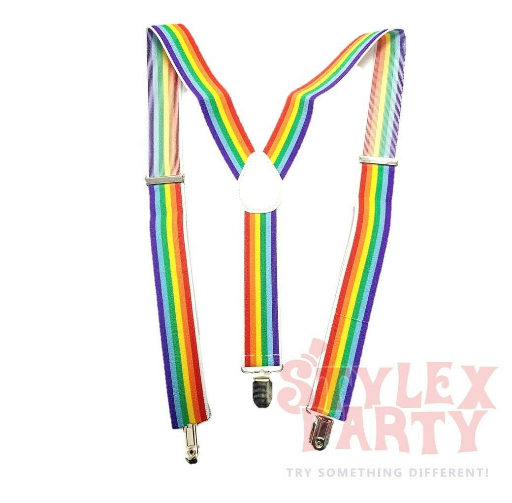 Unisex 1980s 60s Rainbow Braces Suspenders Pop Star Fancy Etsy UK