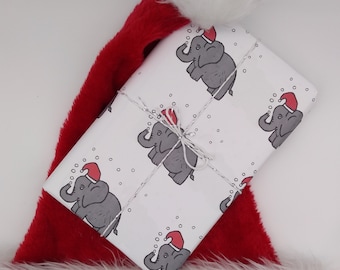 100% Recyclable, Ellie and the Christmas Hat,  Eco Friendly Gift Wrap, Cute Wrapping Paper, Lino Printed Wrapping Paper Sheets, festive wrap