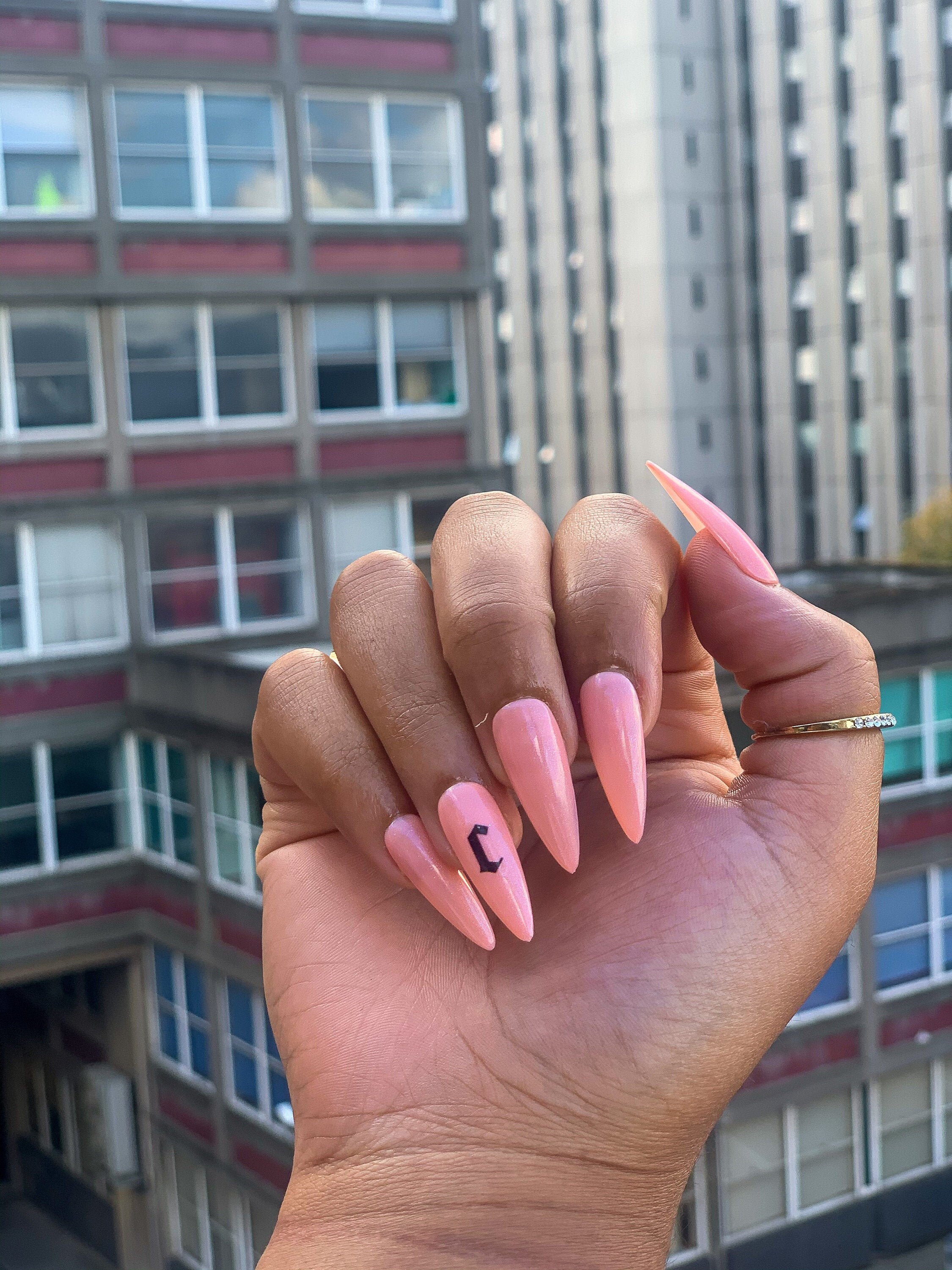 Love Letter Old English Alphabet Nails Gel Press On Nails Etsy Hong Kong