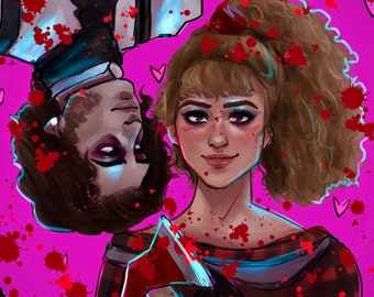 Lisa Frankenstein Art Print Movie Illustration A5 Art Poster 80s Aesthetic Gift for Film Fan