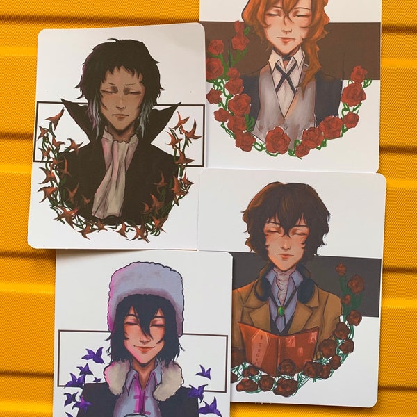 Bungou Stray Dogs Dazai Osamu, Chuuya Nakahara, Fyodor Dostoevsky, Nikolai Gogol, Akutagawa Ryunosuke, Sigma A5 300gsm Character Prints