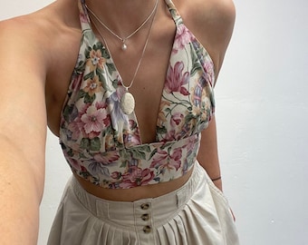 The Phoebe Top - Handmade, adjustable halter-neck style bralette, vintage fabric