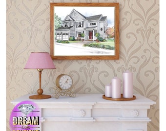 House Portrait, First home gift, Custom House, Digital house Portrait, House Drawing, House Illustration, Sketch of House, New Home Gift