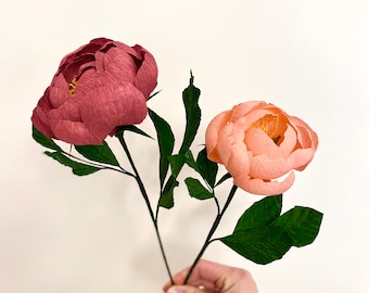 Peonía de papel crepe