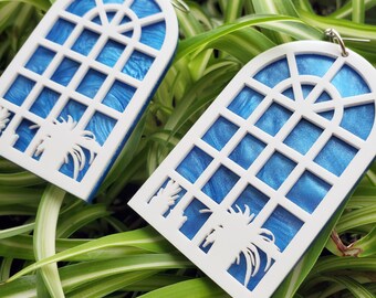 Window Plant / Arched Window Earrings | Plant Mom Earrings | Earrings For Plant Lovers | Statement Earrings | Acrylic Earrings