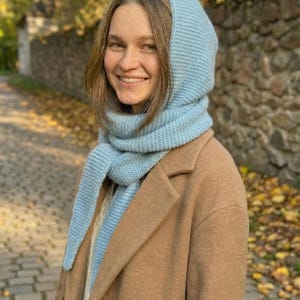 Beginner Hooded Scarf Knitting Pattern, Easy Winter Knit (PDF Download)