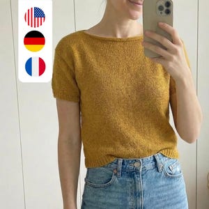 Beginner Knitting Top Shirt, Easy Summer Tee, Inclusive Sizes XS-5XL (PDF Download)