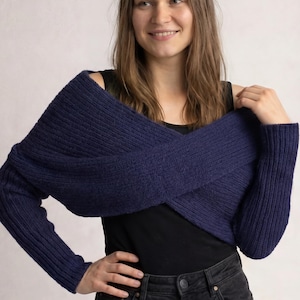Sweater Scarf Knitting Pattern, Sweater Scarf with Sleeves Knitting Pattern, Sizes S-3X Size, Knitting wrap, knit shawl (PDF Pattern)
