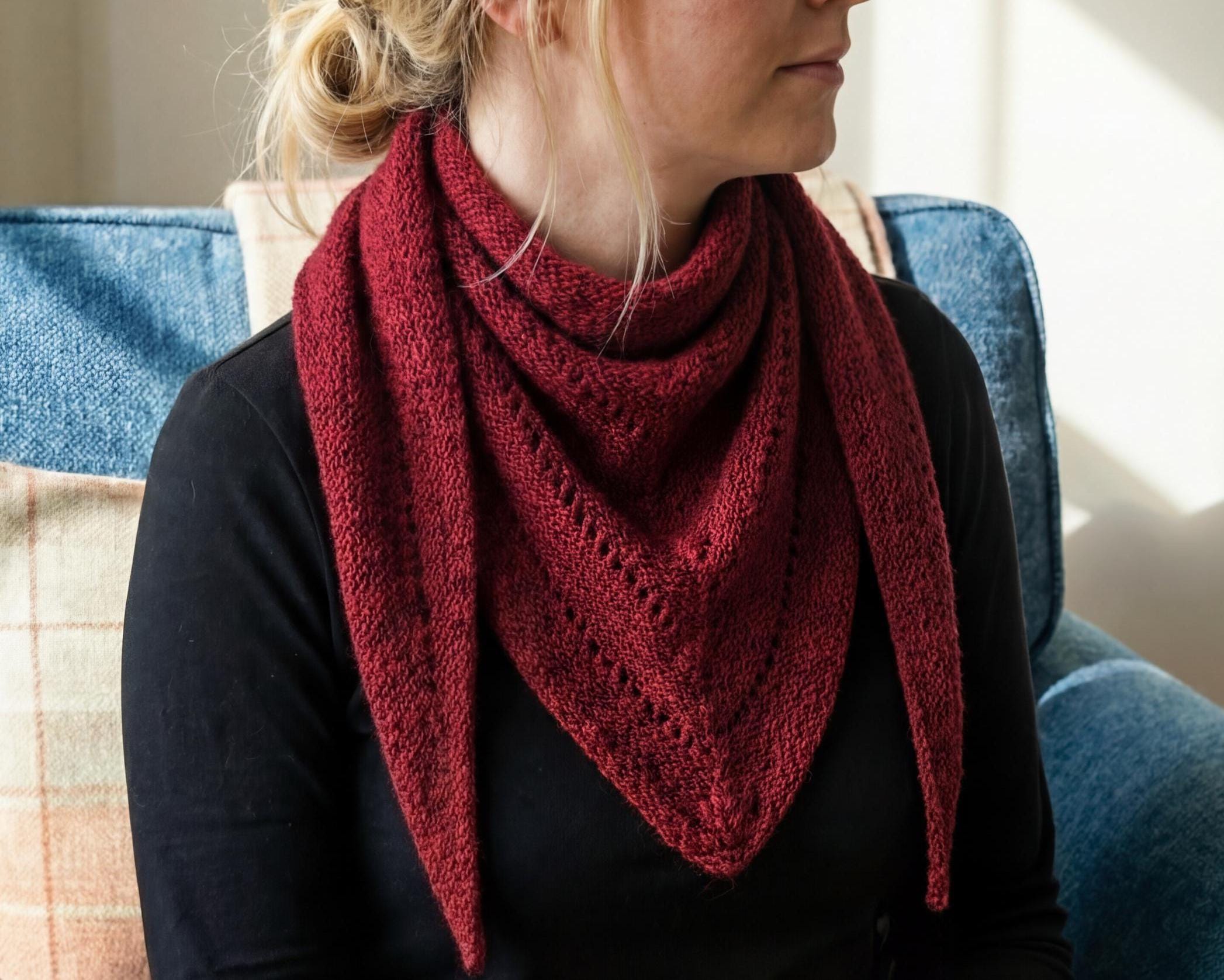 Easy Triangle Scarf Knitting Pattern, Beginner Friendly (PDF Pattern ...