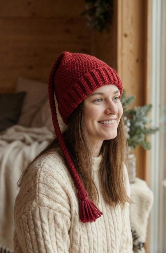 Norwegian Red Ice Out Hat Knitting Pattern, Cozy Beanie (PDF Pattern)