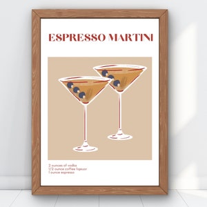 Espresso Martini Cocktail Print | Bar Cart Decor Cocktail Poster | Fashionable wall art | Printable wall art  | Digital Print